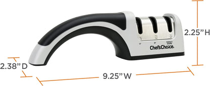 Manual Knife Sharpeners for 15- and 20-Degree Straight-Edge and Serrated Knives with Diamond Abrasives Precise Angle Control & Compact Footprint, 2-Stage, Gray