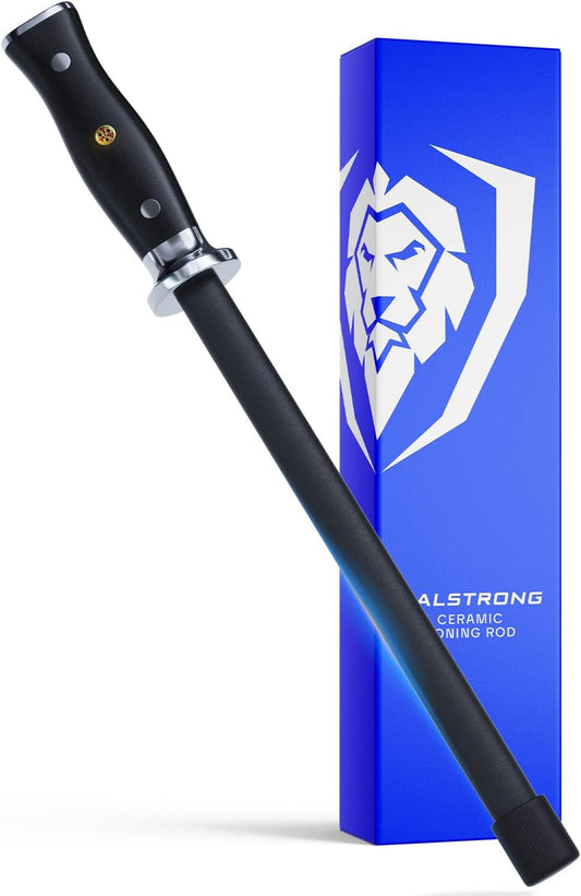 Honing Rod - 10 inch - G10 Handle - Stainless Steel Core - Scratch-Free Ceramic Coating - Kitchen Knife Sharpener Chef Knife Polish - Professional Honing Steel - Sharpening Rod