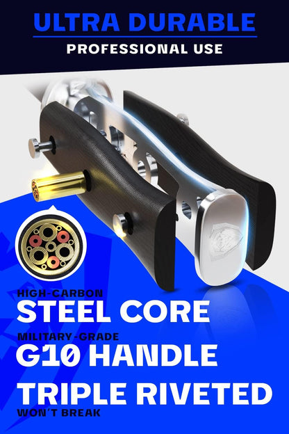 Honing Rod - 10 inch - G10 Handle - Stainless Steel Core - Scratch-Free Ceramic Coating - Kitchen Knife Sharpener Chef Knife Polish - Professional Honing Steel - Sharpening Rod