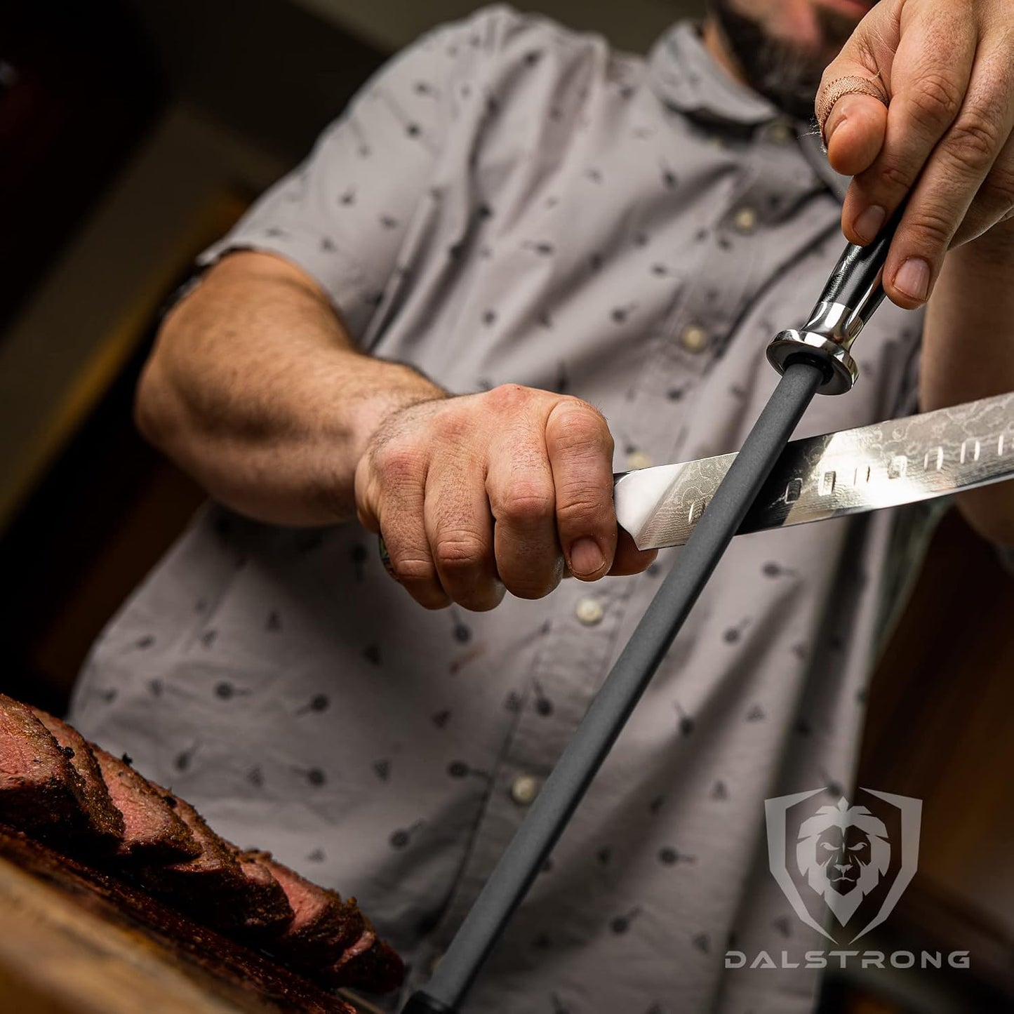 Honing Rod - 10 inch - G10 Handle - Stainless Steel Core - Scratch-Free Ceramic Coating - Kitchen Knife Sharpener Chef Knife Polish - Professional Honing Steel - Sharpening Rod