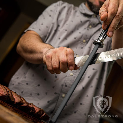 Honing Rod - 10 inch - G10 Handle - Stainless Steel Core - Scratch-Free Ceramic Coating - Kitchen Knife Sharpener Chef Knife Polish - Professional Honing Steel - Sharpening Rod
