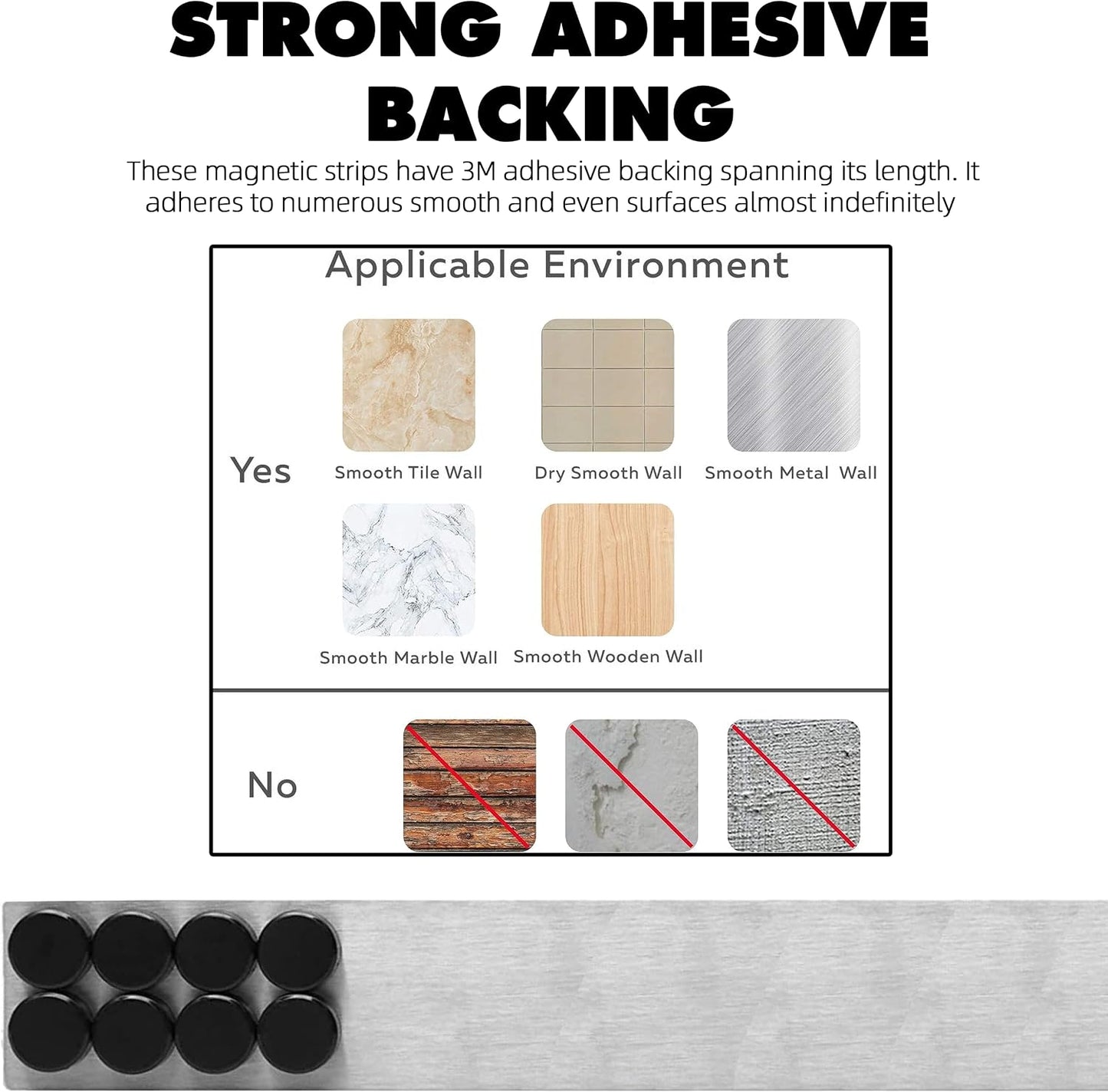 Magnetic Strip with Adhesive Backing, 2"x15" Stainless Steel Strips Bulletin Bar Board, Metal Magnetic Strips for Wall with 48 Pcs Magnets for Home, Office, School Use - 6 Pcs
