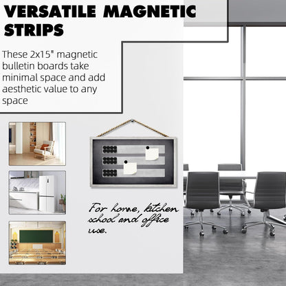 Magnetic Strip with Adhesive Backing, 2"x15" Stainless Steel Strips Bulletin Bar Board, Metal Magnetic Strips for Wall with 48 Pcs Magnets for Home, Office, School Use - 6 Pcs