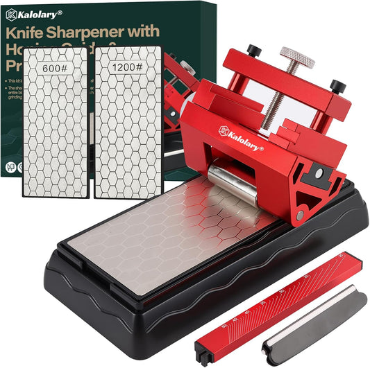 Double-side Chisel Sharpening Kit, Professional Diamond Sharpening Stones Knife Sharpener Plate with Honing Guide Protractor for Chisel Kitchen Outdoor Woodworking Tools (600/1200 Grit)