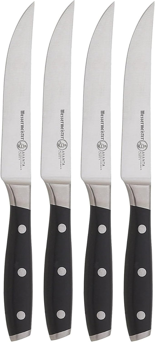 Avanta Forged 5” Fine Edge Steak Knife Set - German X50 Stainless Steel - Rust Resistant & Easy to Maintain - Includes 4 Steak Knives