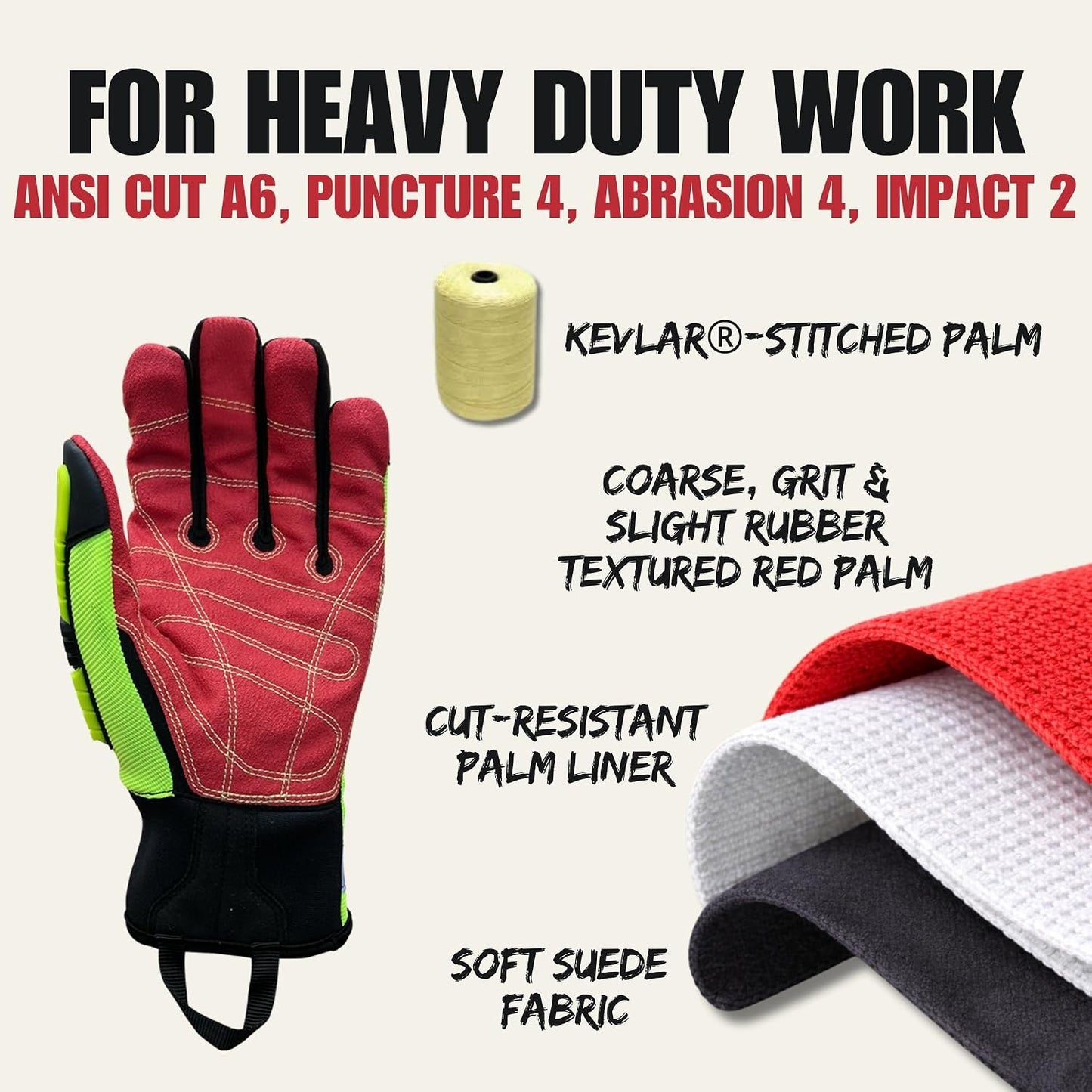 Cestus 3207, Impact Gloves with Coarse Palm, ANSI Cut A6