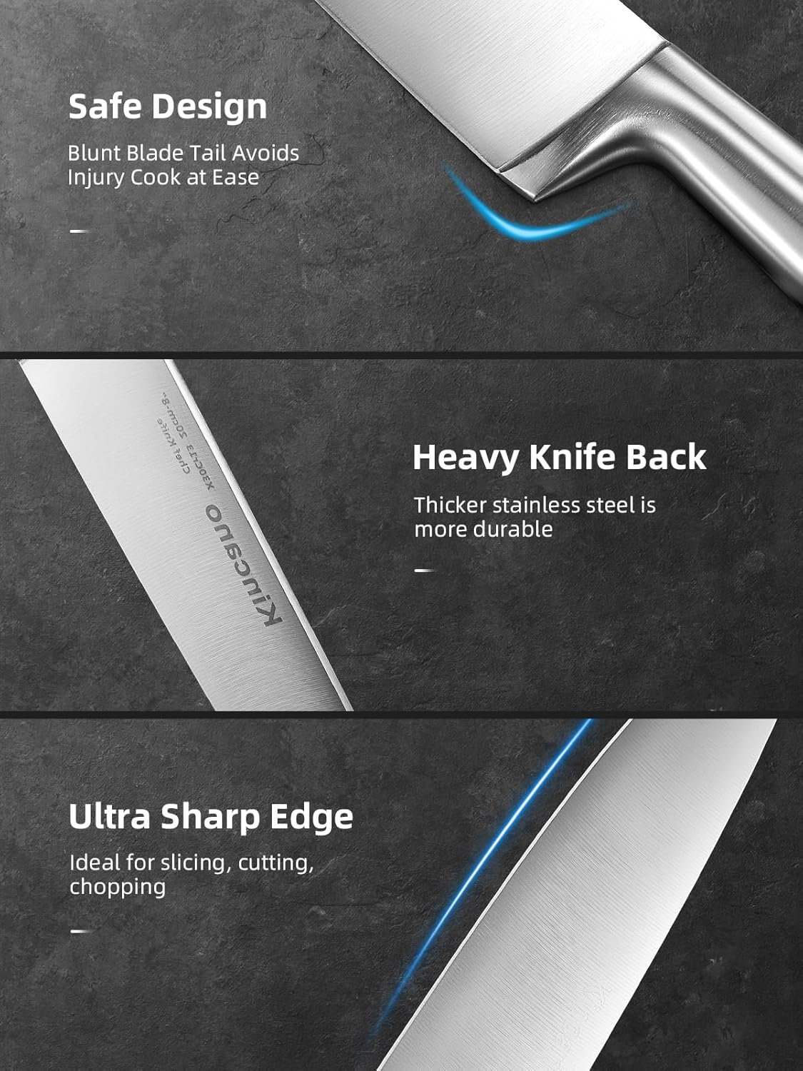 Knife Set, 14 PCS High Carbon Stainless Steel Super Sharp Kitchen Knife Set for Chef with Acrylic Stand, include Steak Knives, Sharpener and Scissors, Ergonomical Design