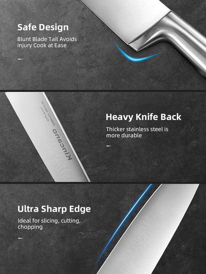 Knife Set, 14 PCS High Carbon Stainless Steel Super Sharp Kitchen Knife Set for Chef with Acrylic Stand, include Steak Knives, Sharpener and Scissors, Ergonomical Design