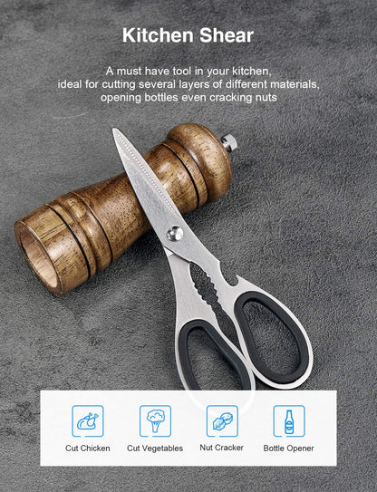 Knife Set, 14 PCS High Carbon Stainless Steel Super Sharp Kitchen Knife Set for Chef with Acrylic Stand, include Steak Knives, Sharpener and Scissors, Ergonomical Design