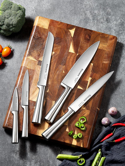 Knife Set, 14 PCS High Carbon Stainless Steel Super Sharp Kitchen Knife Set for Chef with Acrylic Stand, include Steak Knives, Sharpener and Scissors, Ergonomical Design