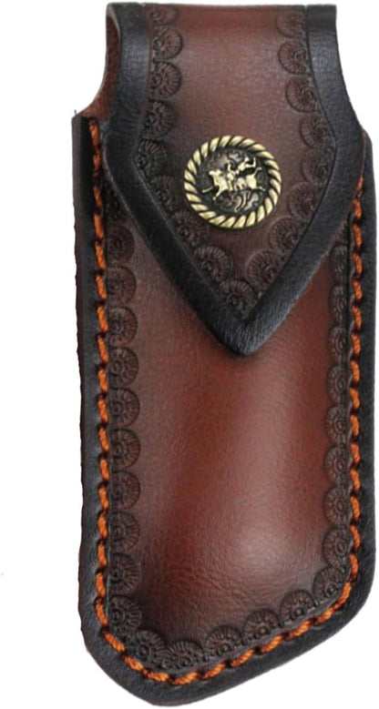 Shop Knife Sheaths, 5.1" Pocket Knife Sheath for Belt, Leather Knife Sheath for Belt, Pocket Knife Holder, Leather Sheath Folding Knife (Large)