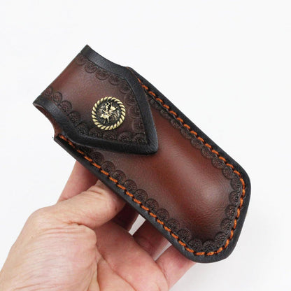 Shop Knife Sheaths, 5.1" Pocket Knife Sheath for Belt, Leather Knife Sheath for Belt, Pocket Knife Holder, Leather Sheath Folding Knife (Large)