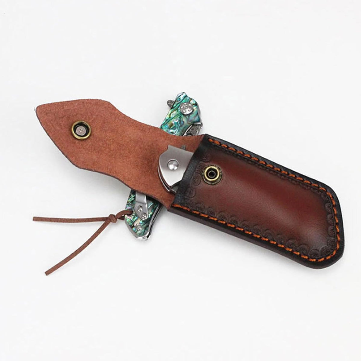Shop Knife Sheaths, 5.1" Pocket Knife Sheath for Belt, Leather Knife Sheath for Belt, Pocket Knife Holder, Leather Sheath Folding Knife (Large)