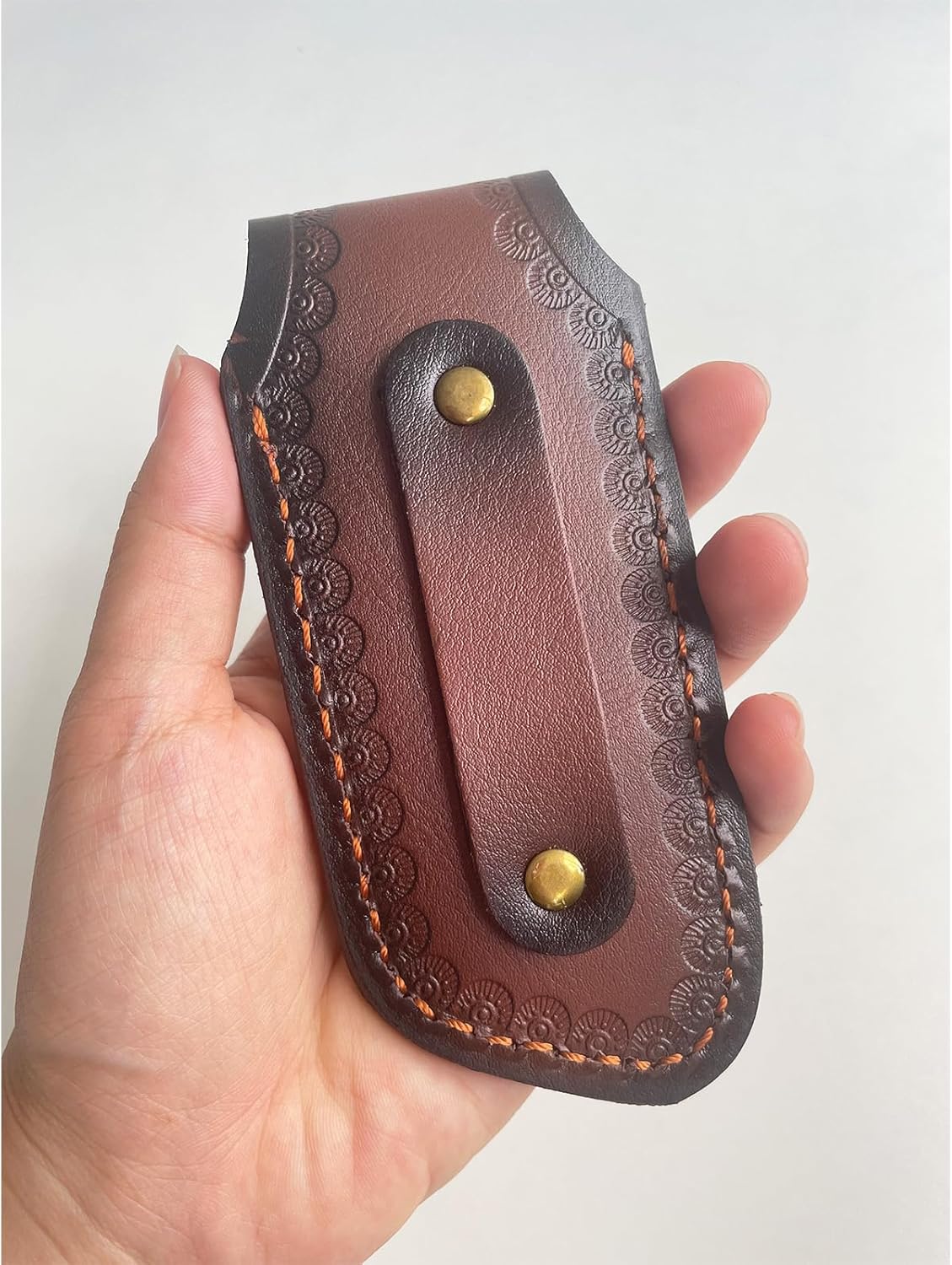 Shop Knife Sheaths, 5.1" Pocket Knife Sheath for Belt, Leather Knife Sheath for Belt, Pocket Knife Holder, Leather Sheath Folding Knife (Large)