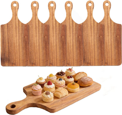 6 Pcs Small Wooden Bulk Cutting Board with Handle, 11 inch Mini Acacia Wood Cutting Boards Bulk for Kitchen, Charcuterie Boards Bulk, Serving Board for Cheese Bread Meat Fruits