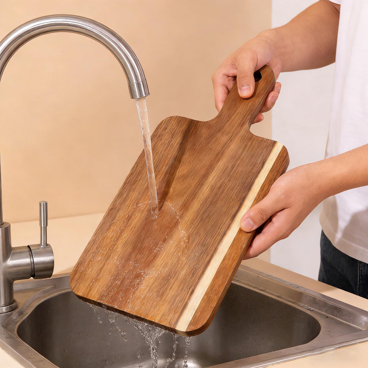 6 Pcs Small Wooden Bulk Cutting Board with Handle, 11 inch Mini Acacia Wood Cutting Boards Bulk for Kitchen, Charcuterie Boards Bulk, Serving Board for Cheese Bread Meat Fruits