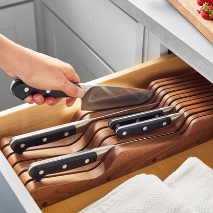Walnut Drawer Knife Block, Brown