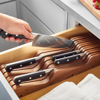 Walnut Drawer Knife Block, Brown