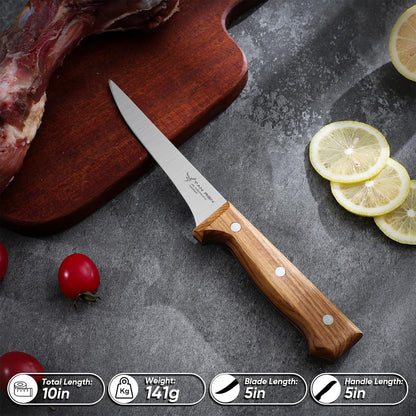 TAN REN Japanese Gyuto Chef Knife, 7 Inch Stainless Steel Chef Knife | Full Tang Kitchen Knife with Ergonomic Wooden Handle for Meat, Vegetables and Fruits