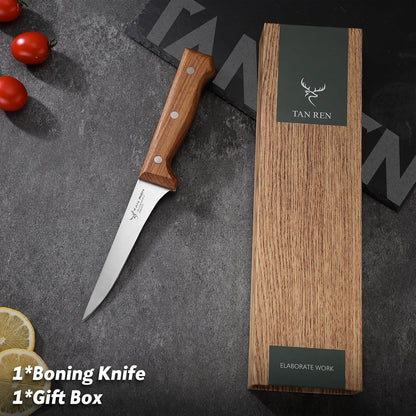 TAN REN Japanese Gyuto Chef Knife, 7 Inch Stainless Steel Chef Knife | Full Tang Kitchen Knife with Ergonomic Wooden Handle for Meat, Vegetables and Fruits