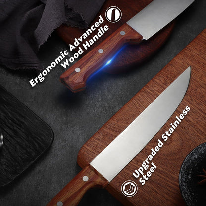 TAN REN Japanese Gyuto Chef Knife, 7 Inch Stainless Steel Chef Knife | Full Tang Kitchen Knife with Ergonomic Wooden Handle for Meat, Vegetables and Fruits