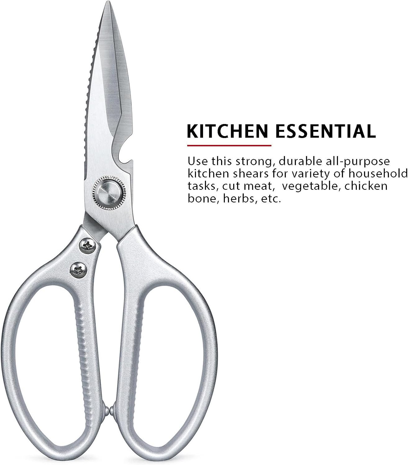 Kitchen Scissors All Purpose for Food, Heavy Duty 8.46'' Large Kitchen Shears for Cutting Vegetable, Poultry, Meat, Herb, Stainless Steel Sharp Blade, Dishwasher Safe