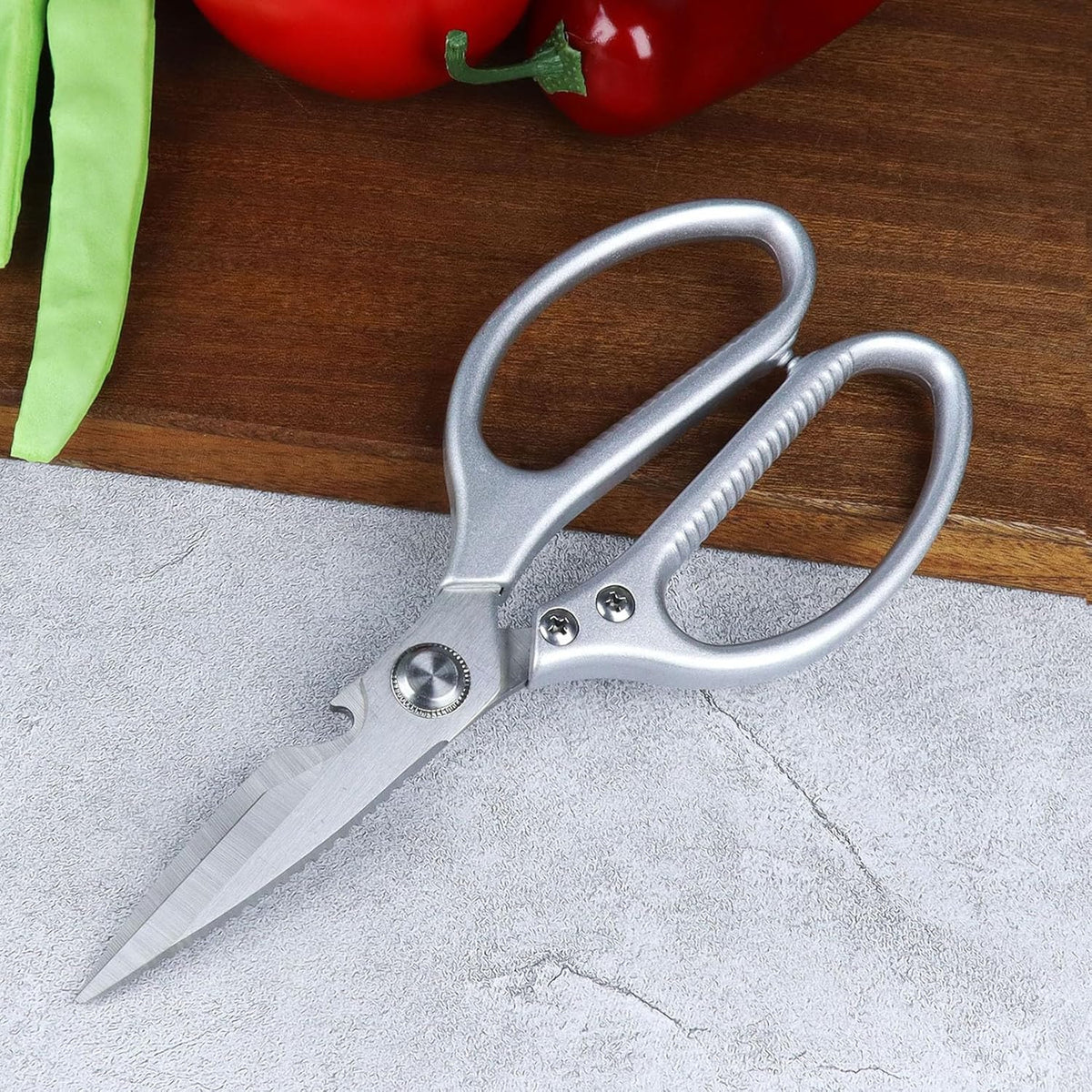 Kitchen Scissors All Purpose for Food, Heavy Duty 8.46'' Large Kitchen Shears for Cutting Vegetable, Poultry, Meat, Herb, Stainless Steel Sharp Blade, Dishwasher Safe