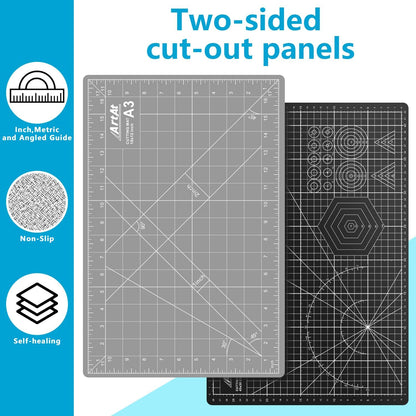 Self Healing Cutting Mat: 12″x 18″ Black-Gray Eco-Craft Cutting Mat - 5-Layer Durable Anti-Blade-Wear Material for All Your Crafting Needs