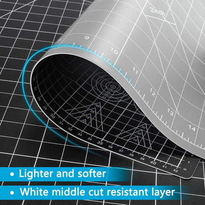 Self Healing Cutting Mat: 12″x 18″ Black-Gray Eco-Craft Cutting Mat - 5-Layer Durable Anti-Blade-Wear Material for All Your Crafting Needs
