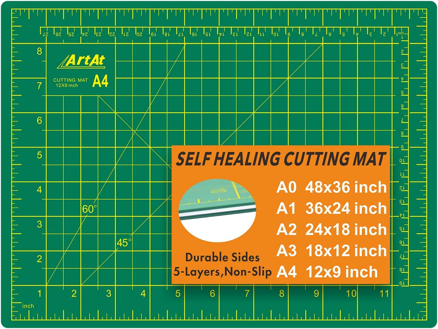 Self Healing Cutting Mat: 12″x 18″ Black-Gray Eco-Craft Cutting Mat - 5-Layer Durable Anti-Blade-Wear Material for All Your Crafting Needs