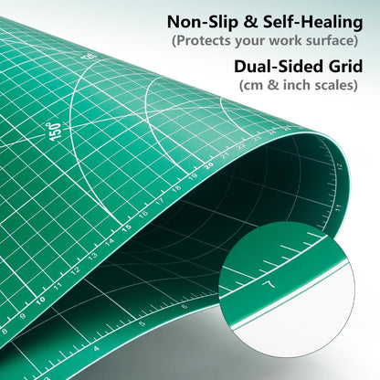 Self Healing Cutting Mat: 12″x 18″ Black-Gray Eco-Craft Cutting Mat - 5-Layer Durable Anti-Blade-Wear Material for All Your Crafting Needs