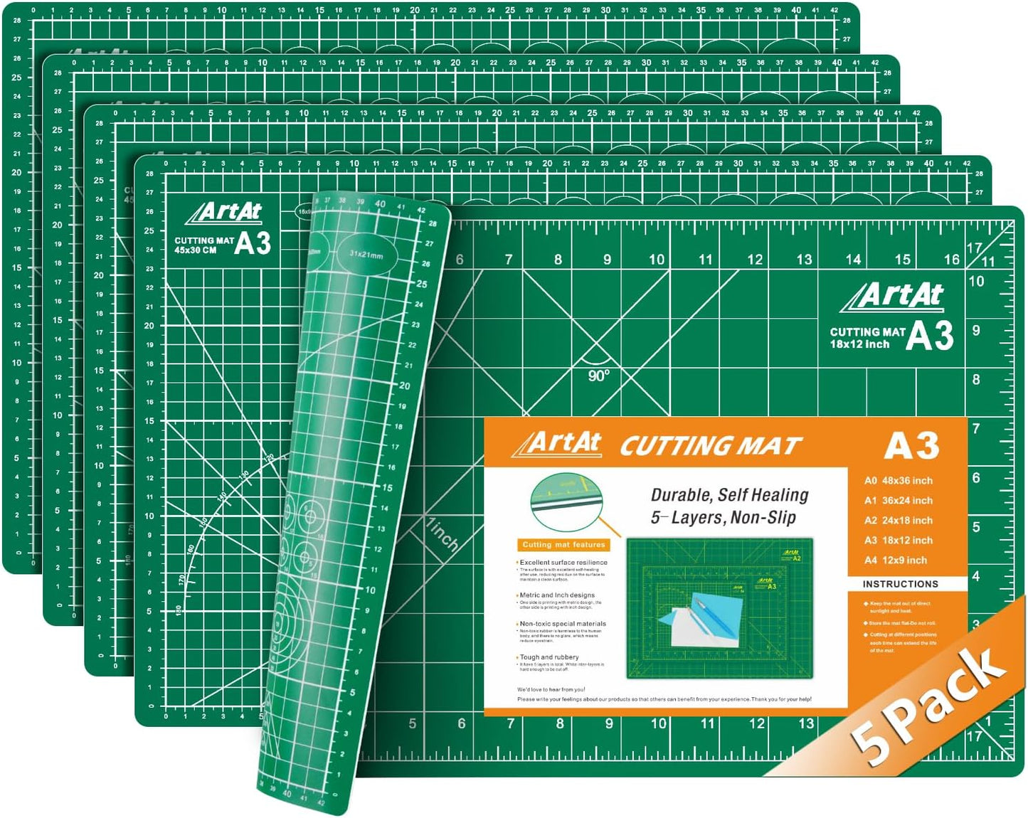 Self Healing Cutting Mat: 12″x 18″ Black-Gray Eco-Craft Cutting Mat - 5-Layer Durable Anti-Blade-Wear Material for All Your Crafting Needs