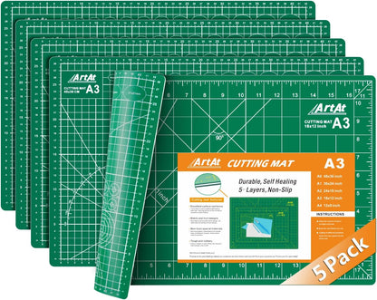 Self Healing Cutting Mat: 12″x 18″ Black-Gray Eco-Craft Cutting Mat - 5-Layer Durable Anti-Blade-Wear Material for All Your Crafting Needs