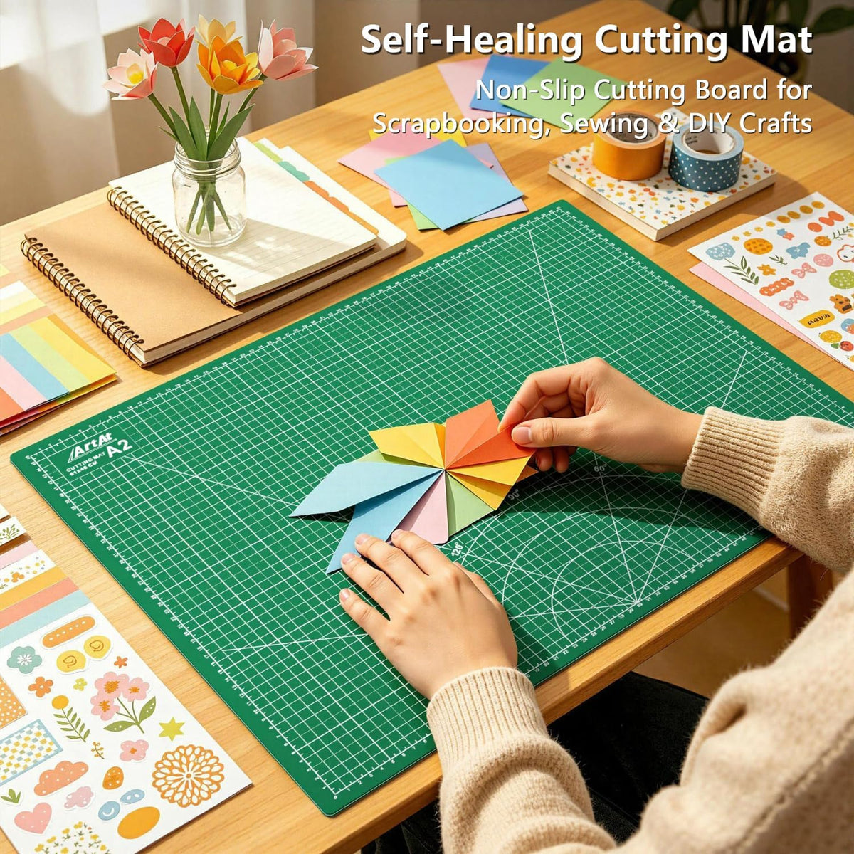 Self Healing Cutting Mat: 12″x 18″ Black-Gray Eco-Craft Cutting Mat - 5-Layer Durable Anti-Blade-Wear Material for All Your Crafting Needs