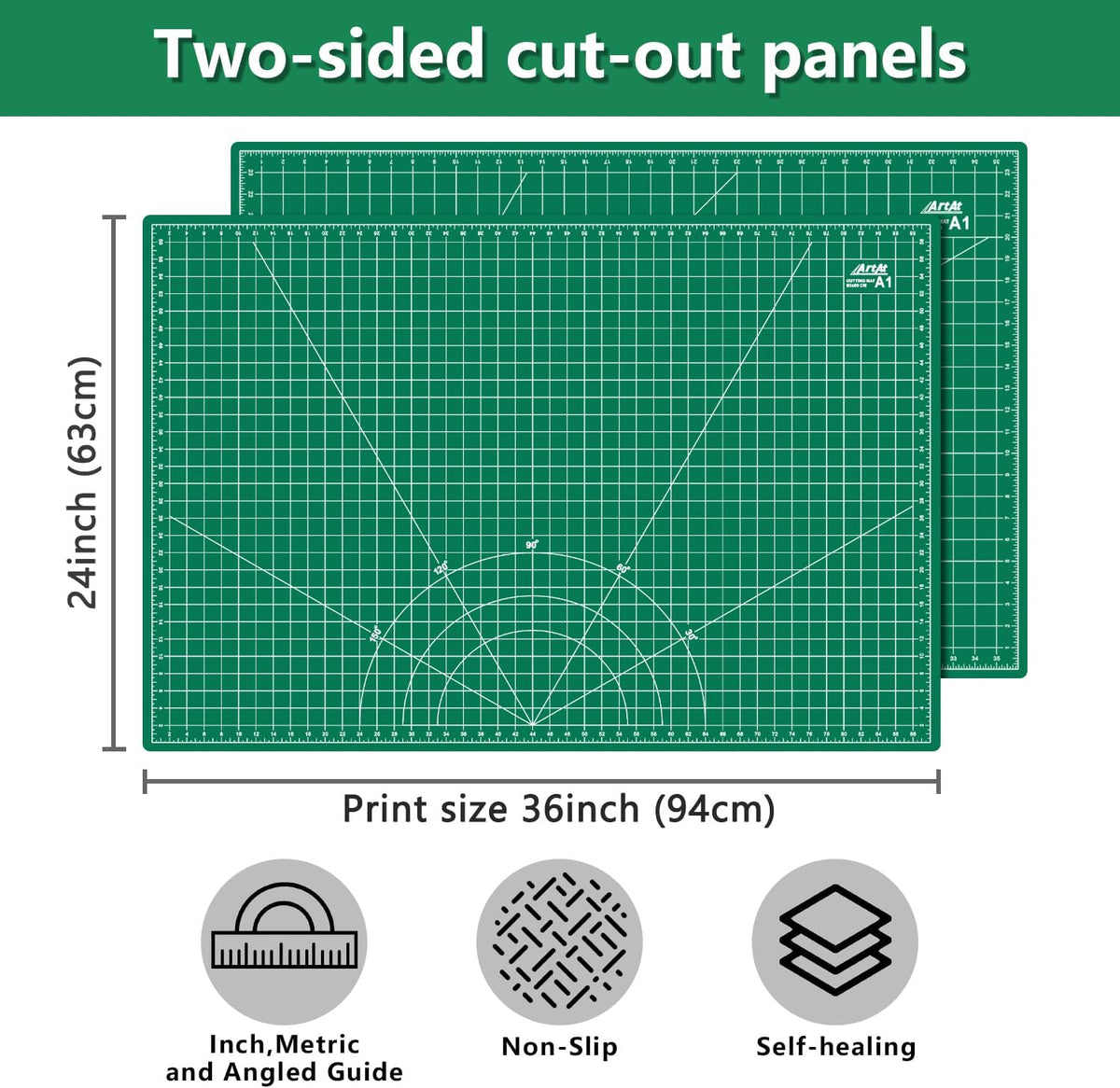 Self Healing Cutting Mat: 12″x 18″ Black-Gray Eco-Craft Cutting Mat - 5-Layer Durable Anti-Blade-Wear Material for All Your Crafting Needs