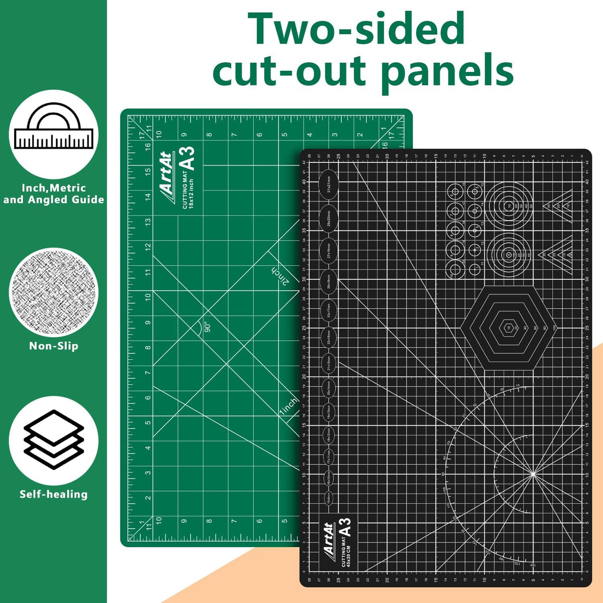 Self Healing Cutting Mat: 12″x 18″ Black-Gray Eco-Craft Cutting Mat - 5-Layer Durable Anti-Blade-Wear Material for All Your Crafting Needs