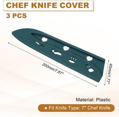 3Pcs Plastic Safety Knife Cover Sleeves for 7" Chef Knife, Chopping Knife Guard Blade Protector Universal Knife Sheath for Kitchen Bar, Pink