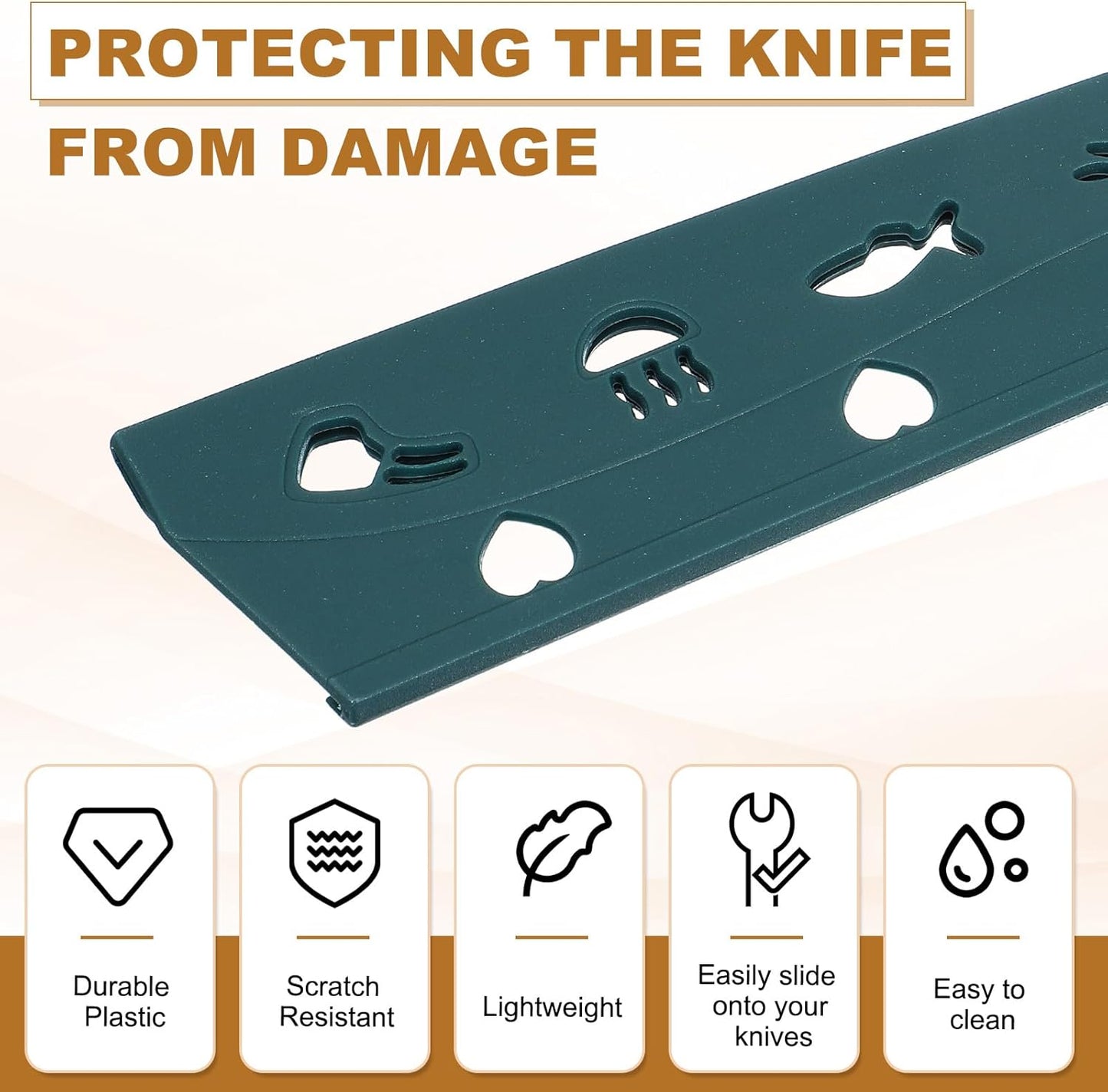 3Pcs Plastic Safety Knife Cover Sleeves for 7" Chef Knife, Chopping Knife Guard Blade Protector Universal Knife Sheath for Kitchen Bar, Pink