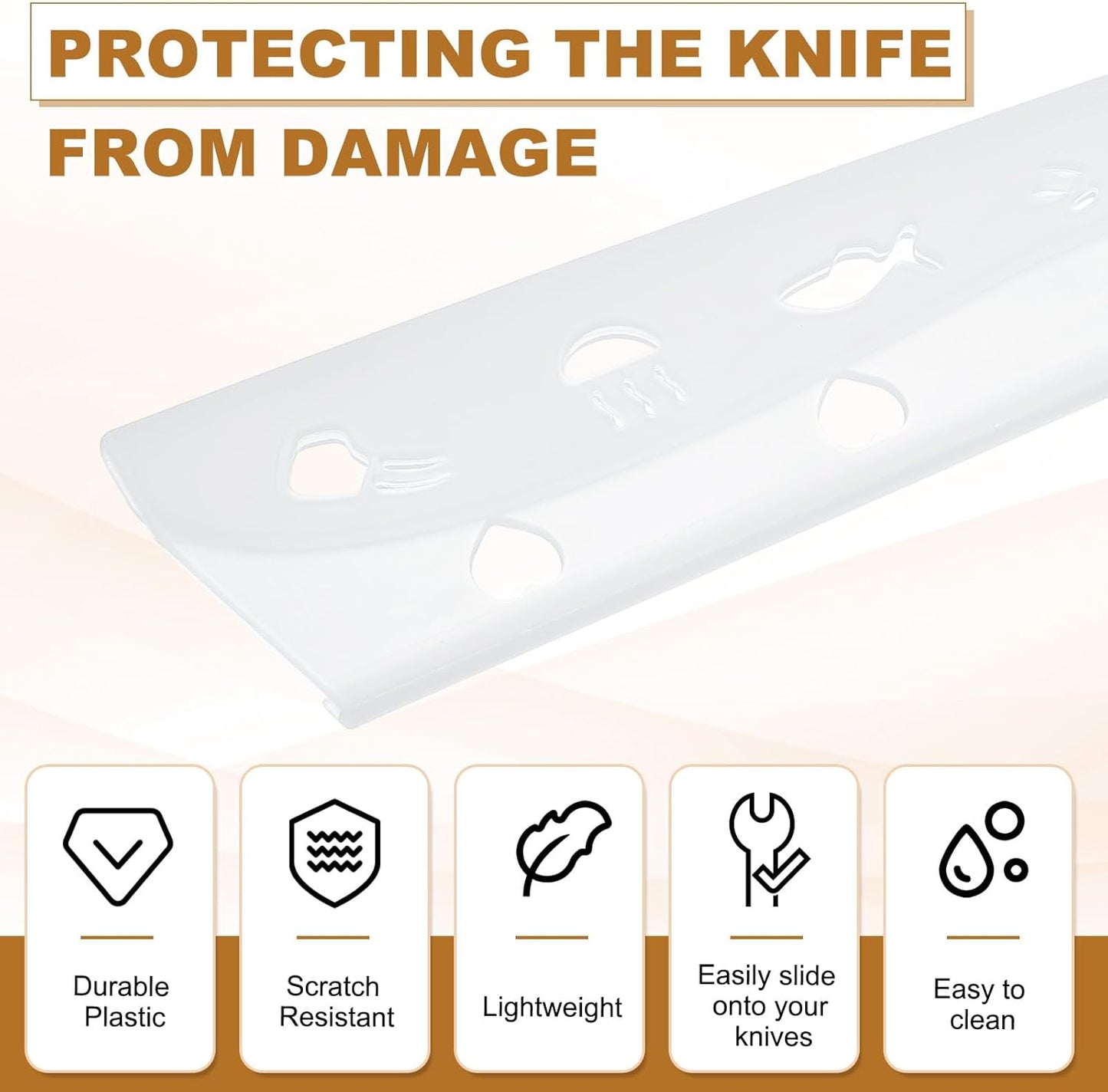 3Pcs Plastic Safety Knife Cover Sleeves for 7" Chef Knife, Chopping Knife Guard Blade Protector Universal Knife Sheath for Kitchen Bar, Pink