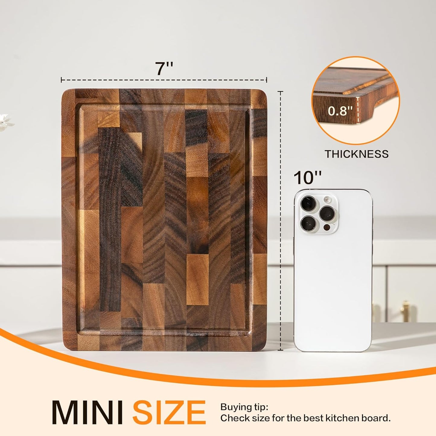 Walnut Wood Cutting Board, End Grain Cutting Boards for Kitchen, Wooden Chopping Board with Inner Handle & Juice Groove, Reversible Butcher Block Meal Prep & Serving with Gift Box, 17"×13"×1"