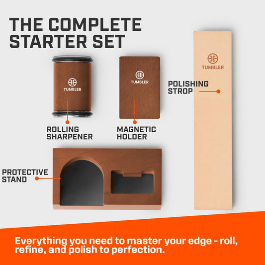 Rolling Knife Sharpener Starter Set - Knife Sharpening Made Easy - Complete Gift Set