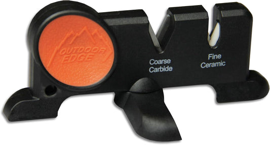 Edge-X, Pocket Sized 2-Stage Carbide/Ceramic Abrasive Knife Sharpener with Folding X-Base that Improves Stability for all Outdoor and Kitchen Knives