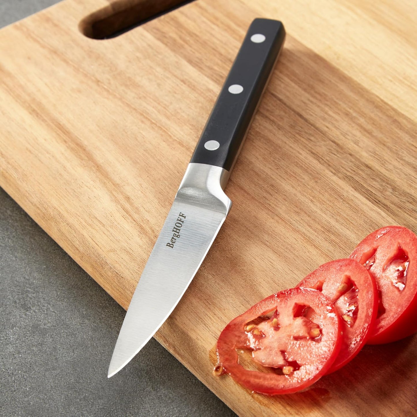 DiNA Gene Stainless Steel Paring Knife, 3.5in, Sharp Garnish Tool | Full Tang Triple Riveted Ergonomic Handle, Vegetable Peeling & Fruit Slicing Knife, Lightweight Kitchen Utility, 1 Piece