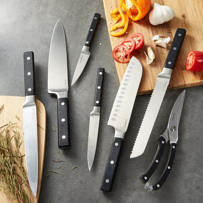 DiNA Gene Stainless Steel Paring Knife, 3.5in, Sharp Garnish Tool | Full Tang Triple Riveted Ergonomic Handle, Vegetable Peeling & Fruit Slicing Knife, Lightweight Kitchen Utility, 1 Piece