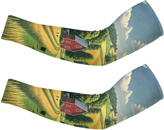 Country Farm Cooling Arm Sleeves Ice Silk Breathable UV Sun Protection, Sports Arm Sleeves