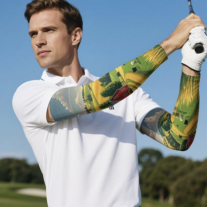 Country Farm Cooling Arm Sleeves Ice Silk Breathable UV Sun Protection, Sports Arm Sleeves