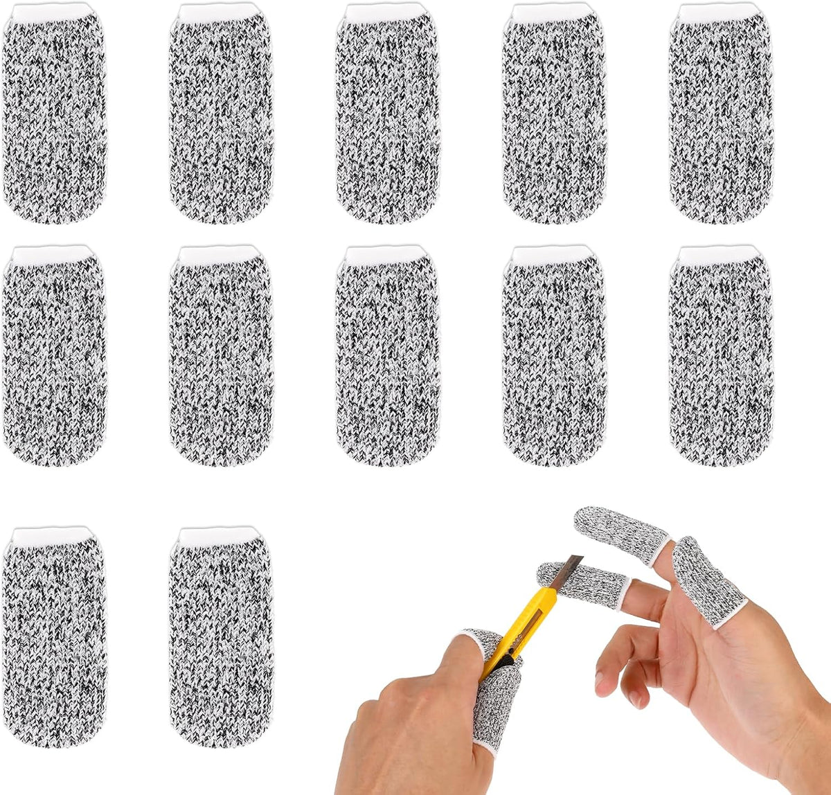 12 Pcs Cut Resistant Finger Cots Anti-Slip Finger Sleeve Protectors Reusable Thumb Anti-Cut Fingertips Covers Protection Guards Glove for Kitchen Sculpture Work Garden Picking