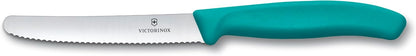 Swiss Classic, Tomato-Bread Knife Set, 6-pieces, sharp blade, serrated edge, 4.3 Inch, stainless steel, Sky Blue,Turquoise, Green