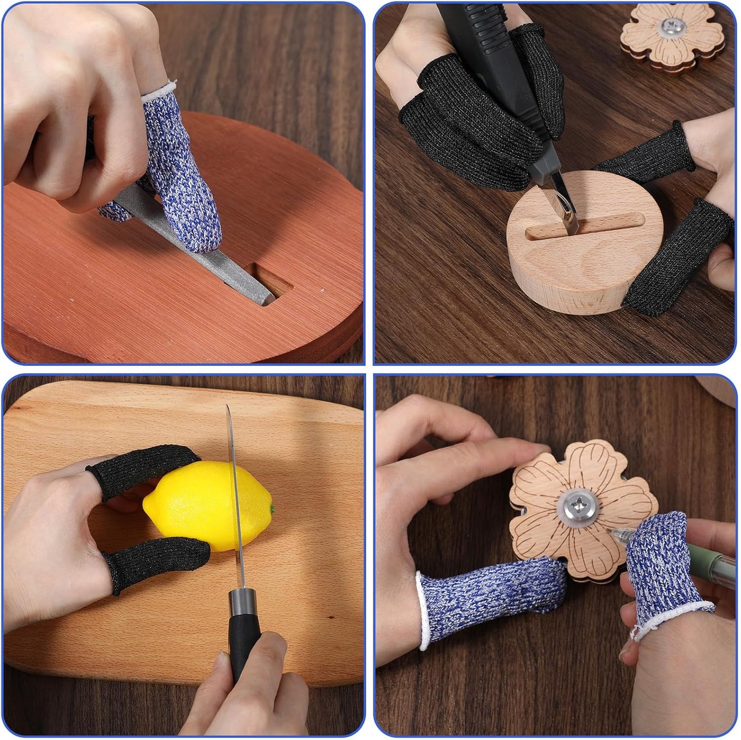 24PCS Finger Cut Resistant Protector Gloves Cots Breathable Reusable Durable Finger Sleeves Anti-Slip Thumb Fingertip Protection Gloves for Work Garden Kitchen Sculpture Grinding Stained Glass