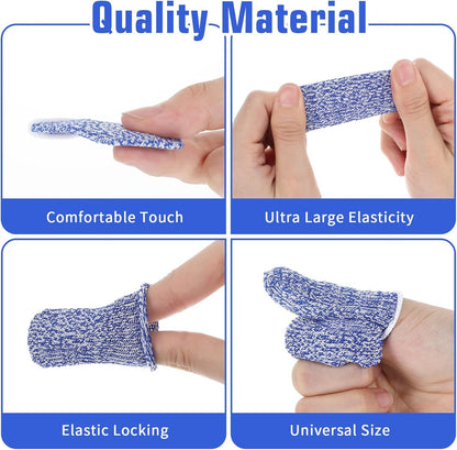 24PCS Finger Cut Resistant Protector Gloves Cots Breathable Reusable Durable Finger Sleeves Anti-Slip Thumb Fingertip Protection Gloves for Work Garden Kitchen Sculpture Grinding Stained Glass